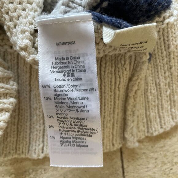 MADEWELL Women's Beige Blue‎ Striped Cable Bobble Pullover Sweater XS - Picture 6 of 6